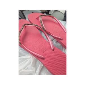 Havaianas Slim Size 6 women's 37-38 Pink Rhinestone Diamonds bling NEW Unworn